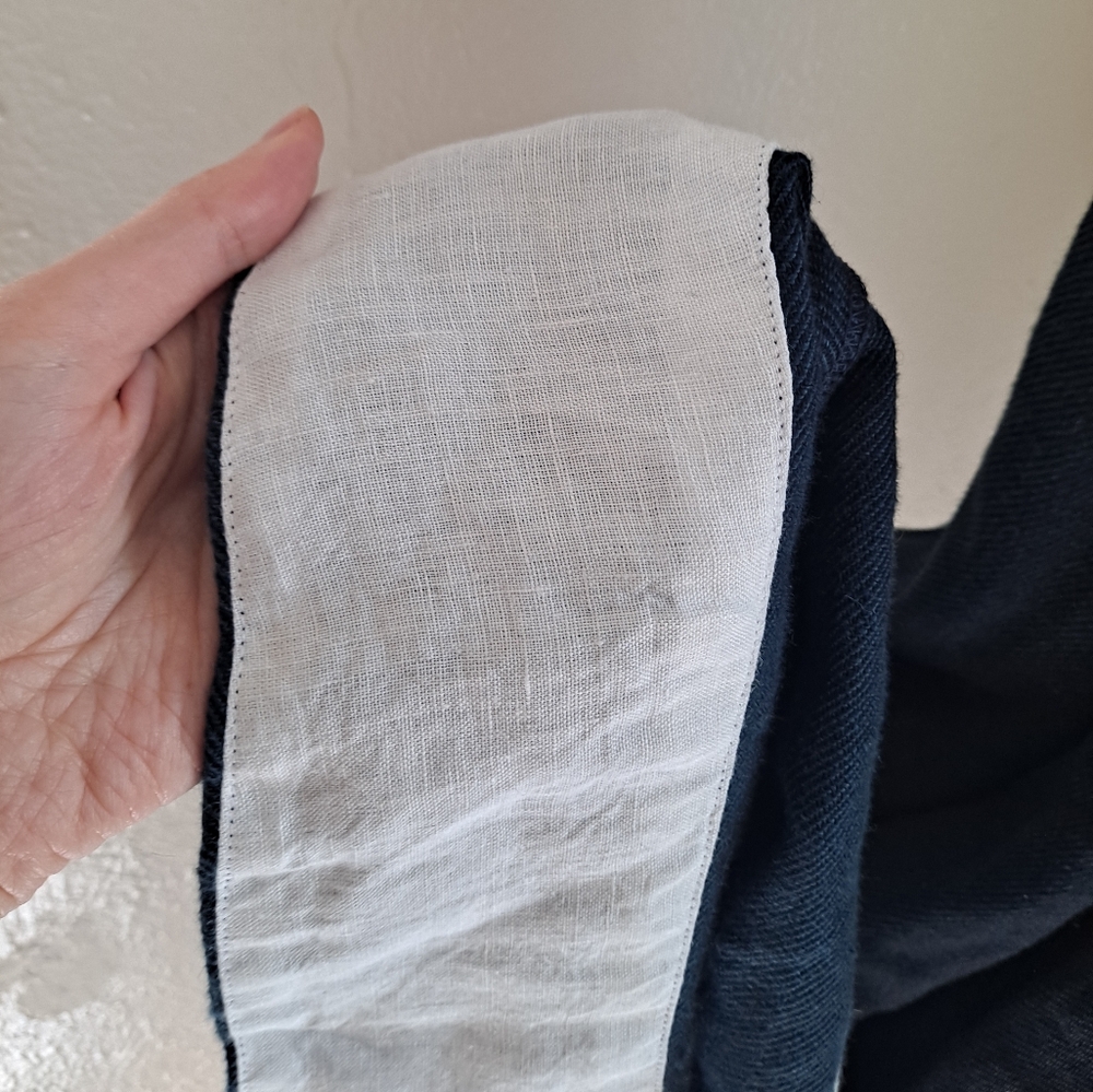 Son de Flor Pinafore Dress in Navy Twill Linen - Picture 5 of 9